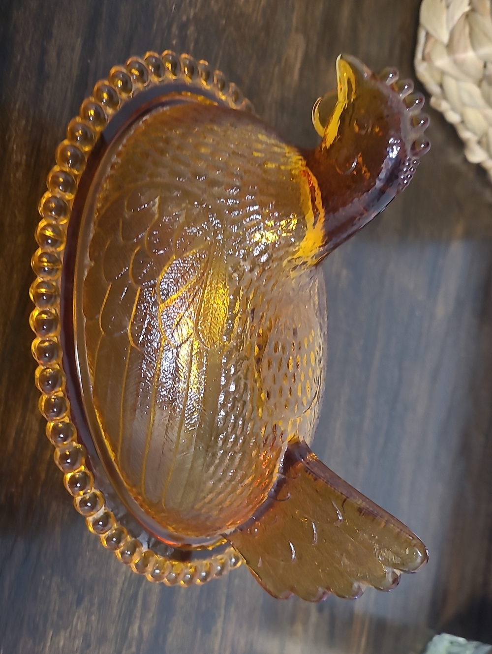 Amber Glass Hen on Nest Decorative Dish - Home Accents